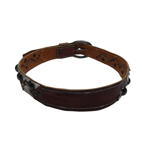 Aquara 3899 Brown Silver Snakeskin Embossed Leather Metal Studded Western Belt - Picture 6 of 10
